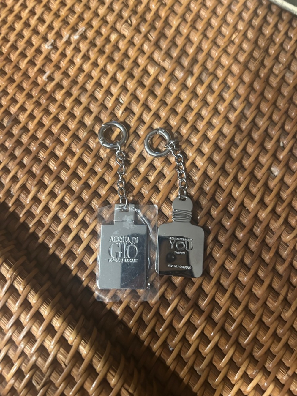 Giorgio Armani Silver Bottle Keychain Pair